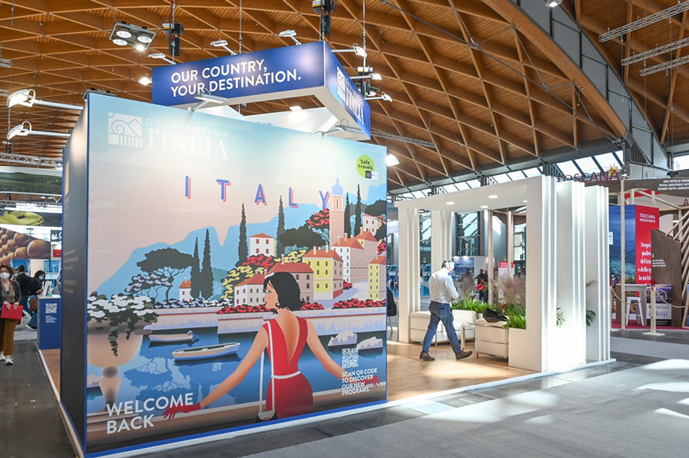 Stand «Destinazione Italia» in un padiglione della Fiera di Rimini